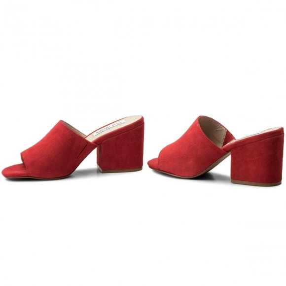 Steve Madden Shoes - STEVE MADDEN Red Suede Leather Slip On Mule Sandal